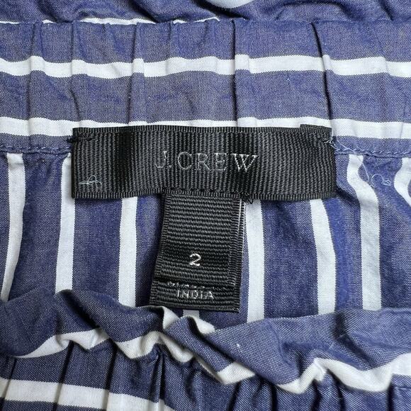 J. Crew Blue White Stripe Off the Shoulder 3/4 Sleeve Top Blouse Size 2 - Picture 3 of 6